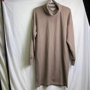 Stitch Fit Nine Britton Taupe Cowl Neck Sweater Dress
